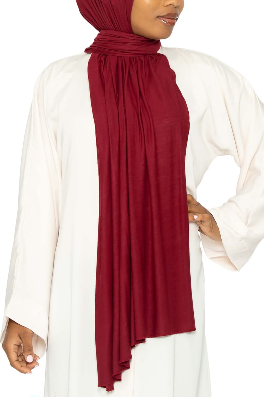 WhatsApp Image 2025-08-17 at 3.05.03 AM Red color Soft Jersey Fabric Hijab Orna for Women – Long Size 86+ x 30 Inch - Image 1