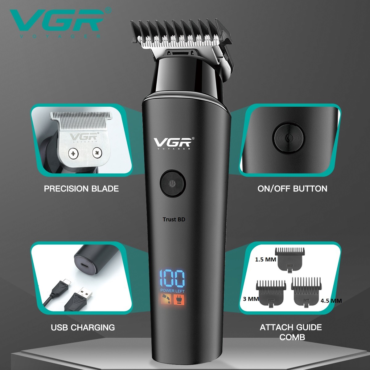 imageye___-_imgi_44_4fdf41602f8b2effbd2779c5d396e434 VGR V-937 Professional Rechargeable Electric Hair Trimmer With Stainless Steel Blade - Image 1