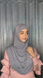 Malaysian Chicken ambrodary Strech Fabrics Ready Hijab-Ash - Image 2