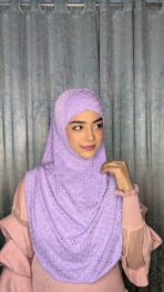 Malaysian Chicken ambrodary Strech Fabrics Ready Hijab-Lavender - Image 2