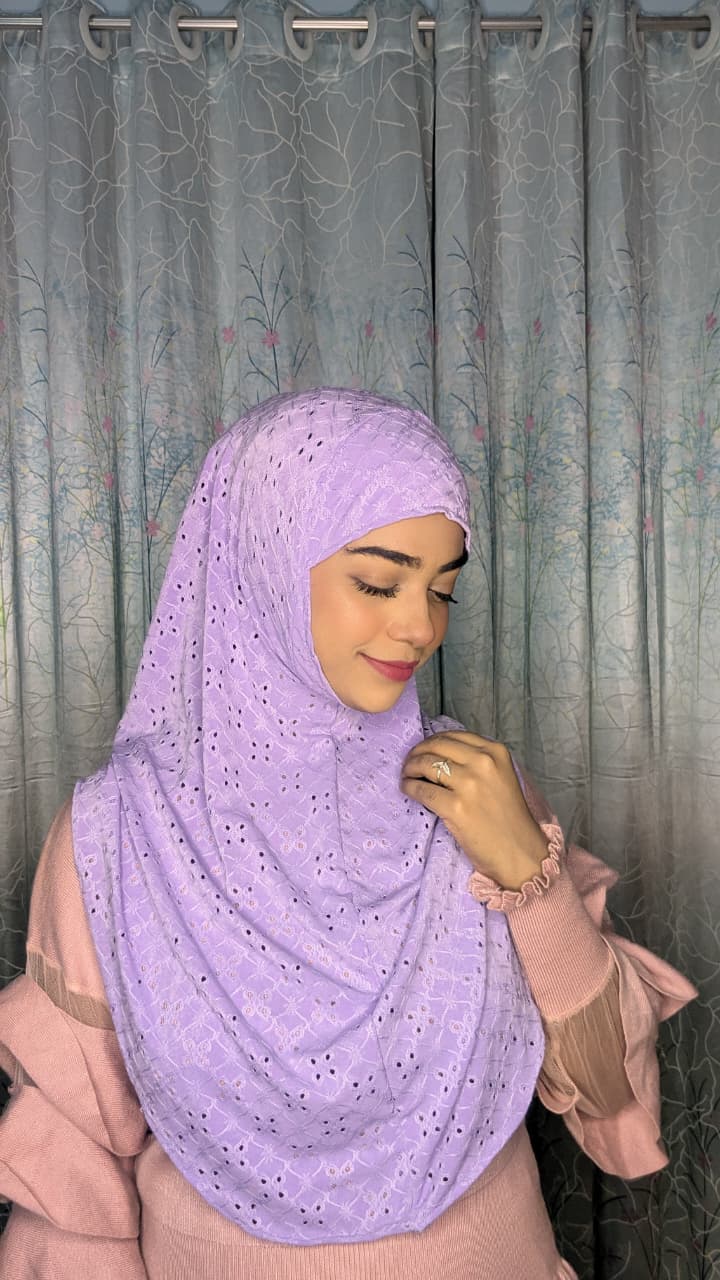 WhatsApp Image 2026-02-08 at 12.36.50 PM Malaysian Chicken ambrodary Strech Fabrics Ready Hijab-Lavender - Image 1