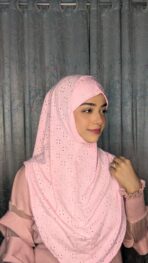 Malaysian Chicken ambrodary Strech Fabrics Ready Hijab-Pink