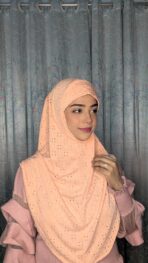 Malaysian Chicken ambrodary Strech Fabrics Ready Hijab-Bangi Color - Image 2