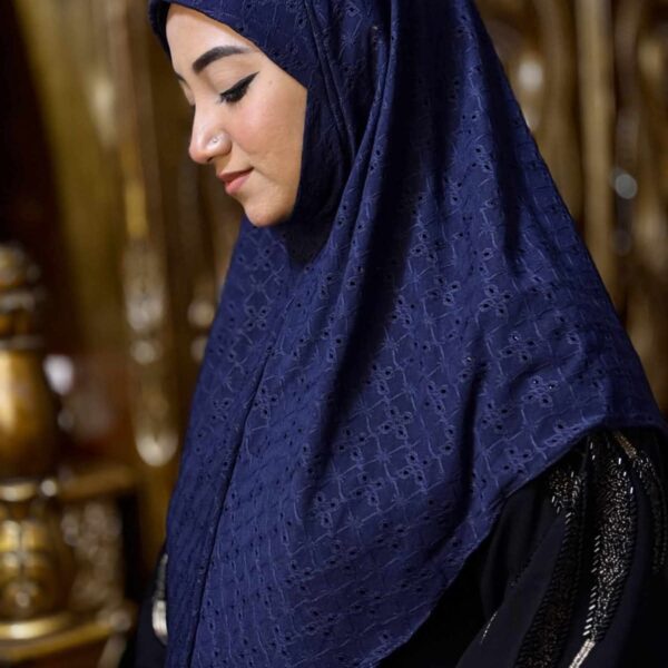 Malaysian Chicken ambrodary Strech Fabrics Ready Hijab-Navy