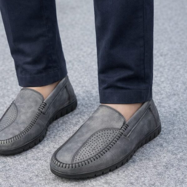 Premium Original Leather Breathable Loafer Dark Ash
