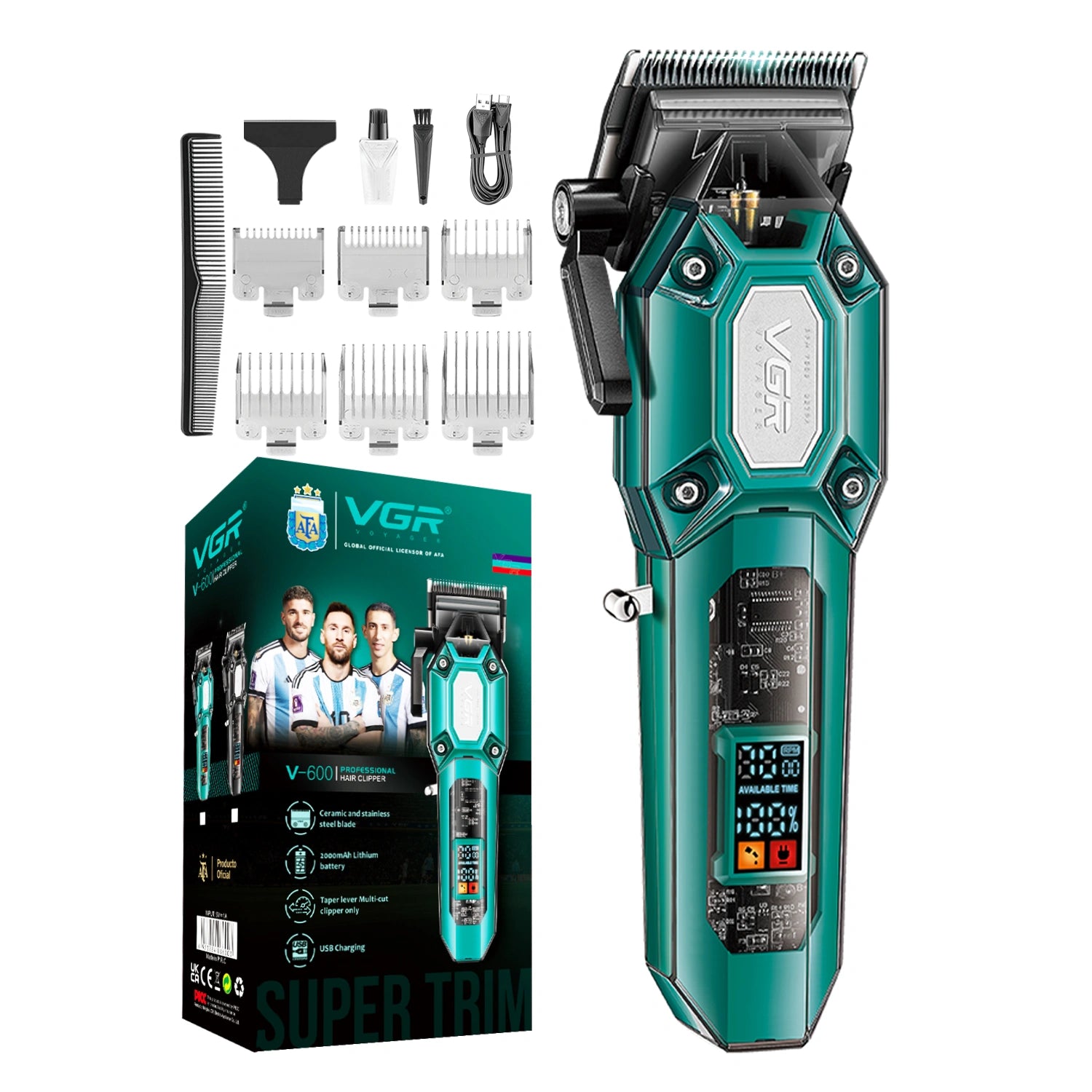 CopyofArtboard1 VGR V-600 Professional Hair Clipper and Taper Lever With LED Display- Green Color - Image 1